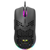 CANYON Puncher GM-11, Gaming Mouse with 7 programmable buttons, Pixart 3519 optical sensor, 4 levels of DPI and up to 4200, 5 million times key life, 1.65m Ultraweave cable, UPE feet and colorful RGB lights, Black, size:128.5x67x37.5mm, 105g