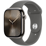 Apple Watch Series 10 GPS + Cellular 46mm Natural Titanium Case with Stone Grey Sport Band - S/M,Model A3003