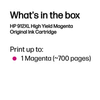HP 912XL High Yield Magenta Original Ink Cartridge, 700 pages
