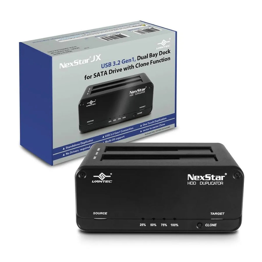Vantec NexStar JX 2.5 3.5-inch SATA USB 3.2 Gen 1 External Drive Enclosure Black