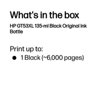 HP GT53 135ml Black Original Ink Bottle,6,000 pages