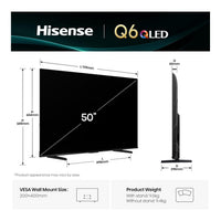 Hisense Q6Q 50-inch 4K UHD QLED Smart TV Dolby Vision Dolby Atmos VIDAA