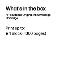 HP 652 Black Original Ink Advantage Cartridge ~360 pgs