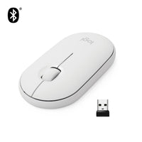 Logitech Pebble M350 Silent Wireless Mouse 1000 DPI Bluetooth USB Nano Receiver White