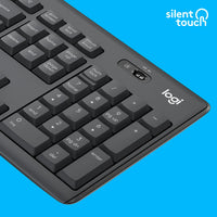 Logitech MK295 Silent Wireless Keyboard and Mouse Combo Full-Size USB (Graphite)