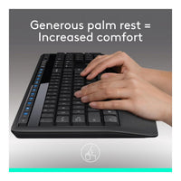 Logitech MK345 Wireless Full-Size Keyboard and Mouse Combo with Wrist Rest (Black)