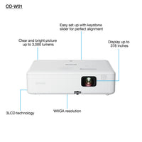 Epson CO-W01 3000 Lumen WXGA Home and Office Projector