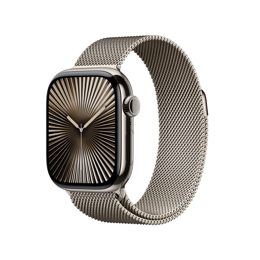 Apple Watch Series 10 | GPS + Cellular 46mm | Natural Titanium Case with Natural Milanese Loop | S/M