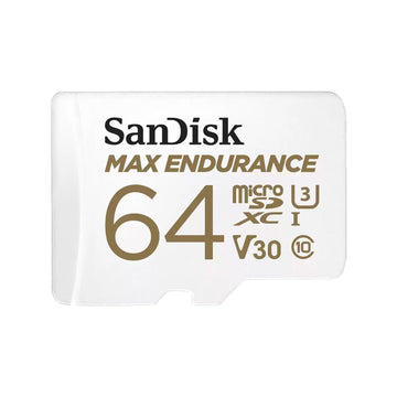 SanDisk MAX ENDURANCE microSDXC 64GB + SD Adapter - for home security cameras & dashcams, up to 30,000 Hours, Full HD / 4K videos, Extreme endurance, up to 100/40 MB/s Read/Write speeds, C10, U3, V30
