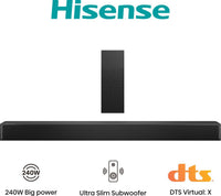 Hisense HS2100 2.1 Channel 240W Soundbar with Wireless Subwoofer