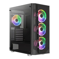 Aerocool Prism ARGB ATX Mid-Tower PC Case Black 4x ARGB Fans Tempered Glass Front and Side Panel