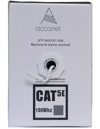 Acconet CAT5e Indoor Ethernet Cable 100m White Solid Copper STP Pull Box | CAT5-100-SC-STP
