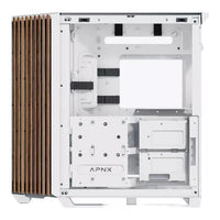APNX V1 Dual-Chamber Mid-Tower ATX Gaming PC Case White Wood Texture