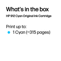 HP 912 Cyan Original Ink Cartridge, 315 pages