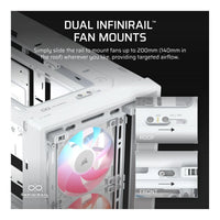 Corsair Frame 4000D LCD RS ARGB Mid-Tower PC Case White 14.5-inch LCD Touchscreen 4 RS120 Fans Dual 360mm Radiator