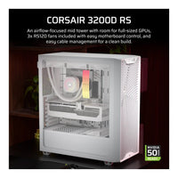 Corsair 3200D RS Mid-Tower PC Case White 3x RS120 Fans 375mm GPU Clearance 360mm Radiator