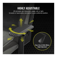 Corsair T3 Rush Gaming Chair Soft Fabric Memory Foam Lumbar Support (Charcoal/Grey)
