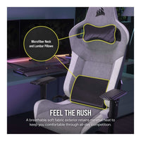 Corsair T3 Rush Gaming Chair Soft Fabric Memory Foam Lumbar Support (White/Grey)