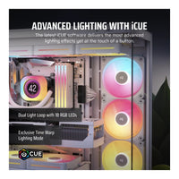 Corsair iCUE LINK LX120-R RGB 120mm PWM Reverse Fans Starter Kit 3-Pack with System Hub (White)