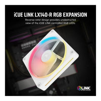 Corsair iCUE LINK LX140-R RGB 140mm PWM Reverse Fan 480-2000 RPM Magnetic Dome Bearing (White)