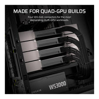 Corsair WS3000 3000W ATX 3.1 Fully Modular Workstation PSU 80 Plus Platinum 4x 12V-2x6 Connectors 10-Year Warranty