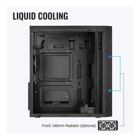Aerocool CS-1103 ATX Mid-Tower PC Case Black Brushed Aluminum Front Panel