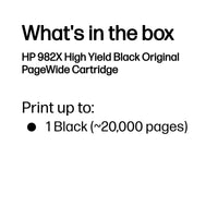 HP 982X High Yield Black Original PageWide Cartridge ~20 000 pgs
