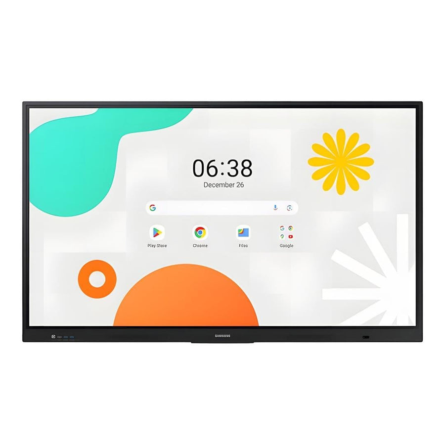 SAMSUNG 65" Android Interactive Display, Android 14 EDLA Certified, Resolution: 3840 x 2160, UHD, 400nit Brightness, Build in Speakers, HDMI out, 40 PTS touch, Wi-Fi & BT, Built-in Camera 7 YEAR ONSITE WARRANTY