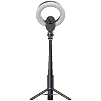 LORGAR Circulus 910, Streaming web camera, 5MP 2592X1944 max resolution, up to 60fps, 1/2.8", Sony STARVIS CMOS image sensor, full glass lens, 5.5'' built-in ring light (1700-14 000K), foldable tripod, auto focus, dual microphones with AI noise reduction,