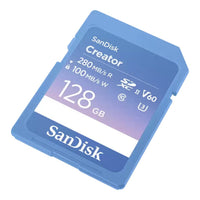 SanDisk Creator SD UHS-II Card 128GB, read speeds up to 280MB/s, write speeds up to 100MB/s, 4K UHD/6K video, V60