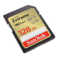 SanDisk Extreme SD UHS I 128GB Card for 4K Video for DSLR and Mirrorless Cameras 180MB/s Read & 90MB/s Write, Lifetime Warranty