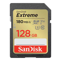 SanDisk Extreme SD UHS I 128GB Card for 4K Video for DSLR and Mirrorless Cameras 180MB/s Read & 90MB/s Write, Lifetime Warranty