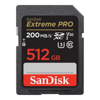 SanDisk Extreme Pro SD UHS I 512GB Card for 4K Video for DSLR and Mirrorless Cameras 200MB/s Read & 140MB/s Write, Lifetime Warranty