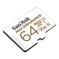 SanDisk MAX ENDURANCE microSDXC 64GB + SD Adapter - for home security cameras & dashcams, up to 30,000 Hours, Full HD / 4K videos, Extreme endurance, up to 100/40 MB/s Read/Write speeds, C10, U3, V30