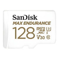 SanDisk MAX ENDURANCE microSDXC 128GB + SD Adapter - for home security cameras & dashcams, up to 60,000 Hours, Full HD / 4K videos, Extreme endurance, up to 100/40 MB/s Read/Write speeds, C10, U3, V30