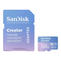 SanDisk Creator microS Card UHS-I with Adapter 128GB Up to 190MB/s read speeds Up to 90MB/s Write Speed