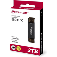 Transcend ESD310C 2TB Portable SSD USB-C 3.2 Gen 2 1050MB/s Black