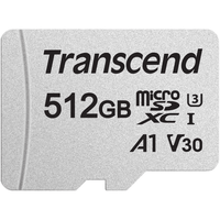 Transcend 512GB microSDXC 300S UHS-I U3 V30 A1 95MB/s with SD Adapter