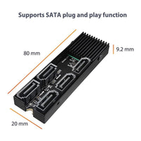 Vantec M.2 PCIe Gen3x2 to 5-Port SATA III Expansion Card B+M Key Plug and Play