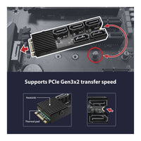 Vantec M.2 PCIe Gen3x2 to 5-Port SATA III Expansion Card B+M Key Plug and Play