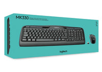 Logitech MK330 Full-Size Wireless Keyboard and Mouse Combo Spill-Resistant Nano USB Black