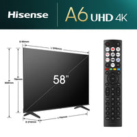 Hisense 58A6N 58-inch 4K UHD LED VIDAA Smart TV Dolby Vision AI Upscaler Game Mode Plus Voice Control