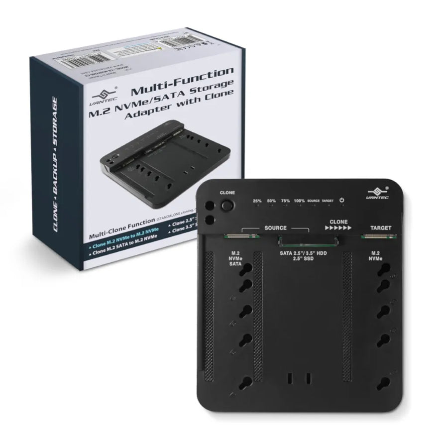 Vantec Multi-Function M.2 NVMe/SATA Storage Adapter with Clone Function USB-C 3.2 Gen 2