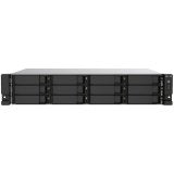 QNAP 12-Bay 12-bay rackmount NAS, AMD Ryzen V1000 series V1500B 4C/8T 2.2GHz, 8GB DDR4 RAM 10GbE & M.2 NVMe/SATA SSD USB 3.2 Gen2 Type-C & Type-A, 2 x 550W PSU