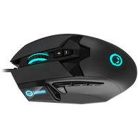 LORGAR Stricter 579, gaming mouse, 9 programmable buttons, Pixart PMW3336 sensor, DPI up to 12 000, 50 million clicks buttons lifespan, 2 switches, built-in display, 1.8m USB soft silicone cable, Matt UV coating with glossy parts and RGB lights with 4 LED