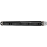 QNAP 4-Bay quad-core 2.0 GHz short-depth 1U rackmount NAS with 100W power supply, 4GB RAM (not expandable), SATA 6Gb/s, 2 x 2.5 GbE LAN, Container Station