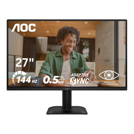 AOC 27E40L 27-Inch FHD IPS Monitor 1920x1080 144Hz 0.5ms Adaptive Sync Circular Polarized HDR10