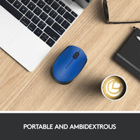 Logitech M171 Wireless Mouse 1000 DPI USB Nano Receiver Blue
