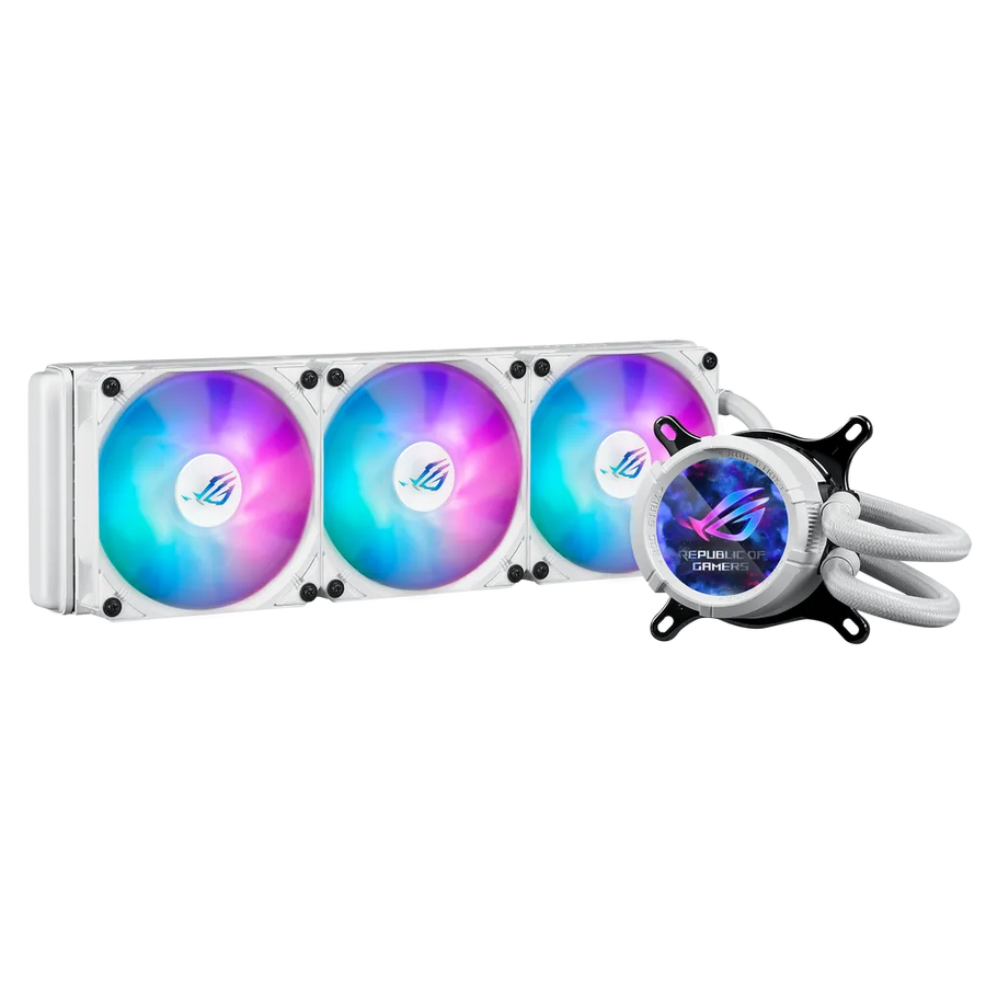 ASUS ROG Strix LC III 360 ARGB LCD White 360mm AIO Liquid CPU Cooler LCD Display 3x120mm Fans AM5 LGA1851 6-Year Warranty