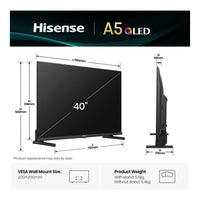 Hisense 40-Inch Full HD QLED Smart TV 1080p VIDAA Game Mode DVB-T2 WiFi